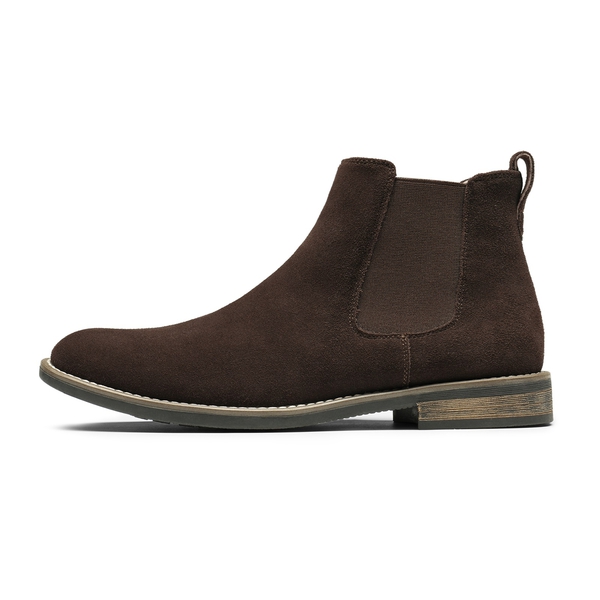 Men's Timeless Suede Leather Chelsea Boots - DARK BROWN - 2